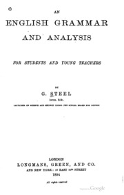 An English Grammar And Analysis : For Students And Young Teachers