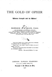 The Gold Of Ophir: Whence Brought And By Whom?