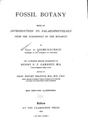 Fossil Botany: Being An Introduction To Palaeophytology From The Standpoint Of The Botanist