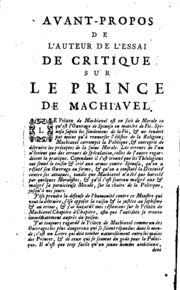 Anti-machiavel, Ou, Essai De Critique Sur Le Prince De Machiavel