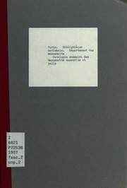 Catalogue Sommaire Des Manuscrits Sanscrits Et Plis
