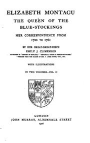 إليزابيث مونتاجو ، ملكة البلوشي ، مراسلاتها من 1720 إلى 1761 ؛
