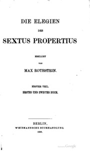 Die Elegien Des Sextus Propertius