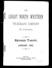 The Great North Western Telegraph Company Of Canada : Revised Tariff, January, 1892