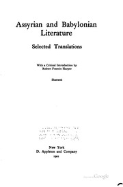 Assyrian And Babylonian Literature; Selected Translations