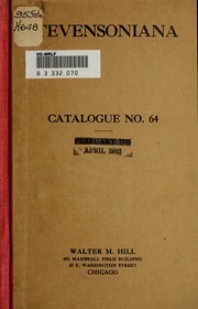 Robert Louis Stevenson; Catalogue Of A Remarkable Collection Of First Edtions