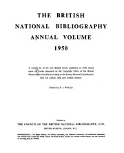 The British National Bibliography 1950 Annual Volume.