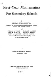 First-year Mathematics For Secondary Schools