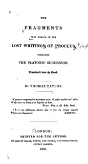 الشظايا التي تبقى من الكتابات المفقودة من Proclus