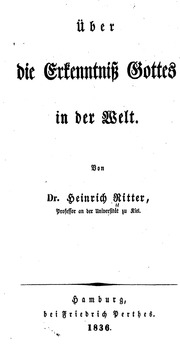 Über die Erkenntniss Gottes in der Welt