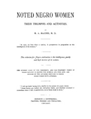 Noted Negro Women : Their Triumphs And Activities