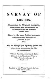 A Survey Of London, Written In The Year 1598