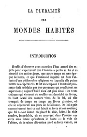 La pluralité des mondes habités; étude où l'on expose les conditions d'habitabilité des terres célestes, discutées au point de vue de l'astronomie, de la physiologie et de la philosophie naturelle