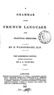 A Grammar Of The French Language