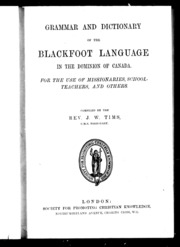 قواعد وقاموس لغة بلاكفوت في دومينيون كندا: لاستخدام المبشرين ومعلمي المدارس وغيرهم