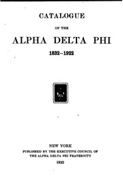 Catalogue Of The Alpha Delta Phi Society