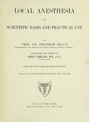 Local Anesthesia; Its Scientific Basis And Practical Use
