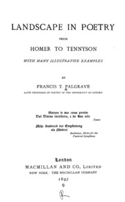 Landscape In Poetry From Homer To Tennyson