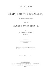 Notes On Spain And The Spaniards : In The Summer Of 1859, With A Glance At Sardinia