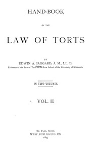 Hand-book Of The Law Of Torts