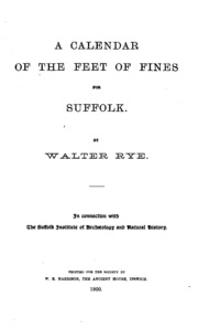 A Calendar Of The Feet Of Fines For Suffolk