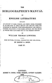 دليل الببليوغرافيا للأدب الإنجليزي ، الذي يحتوي على سرد ...