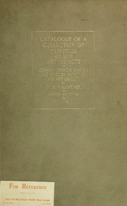 Catalogue Of A Collection Of Paintings And Some Art Objects ..
