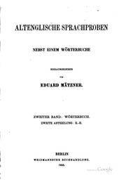 Altenglische Sprachproben : Nebst Einem Wörterbuche