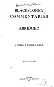 Blackstone's Commentaries Abridged