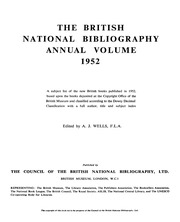 The British National Bibliography 1952 Annual Volume.