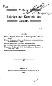 Beiträge zur Kenntnis des Orients