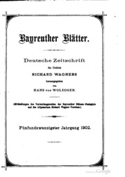 Bayreuther Blätter; deutsche Zeitschrift im Geiste Richard Wagners
