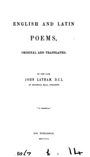 English And Latin Poems, Original And Translated