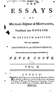The Essays Of Michel Seigneur De Montaigne