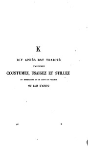 Coutumes et institutions de l'Anjou & du Maine antérieures au XVIe siècle : textes et documents