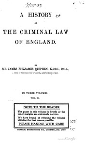 A History Of The Criminal Law Of England