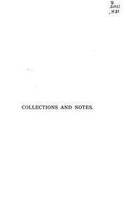 Collections And Notes, 1867-1876