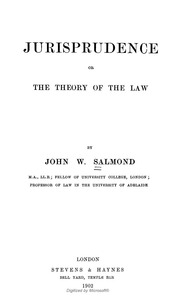 Jurisprudence Or The Theory Of The Law