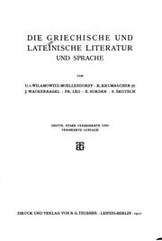 Die Griechische Und Lateinische Literatur Und Sprache