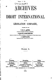 Archives de droit international et de législation comparée