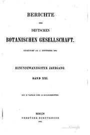 Berichte Der Deutschen Botanischen Gesellschaft
