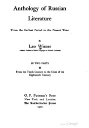 Anthology Of Russian Literature From The Earliest Period To The Present Time
