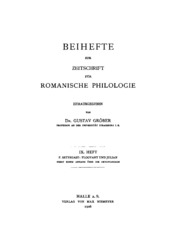 Beihefte Zur Zeitschrift F�ur Romanische Philologie