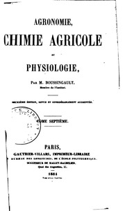 Agronomie, Chimie Agricole Et Physiologie