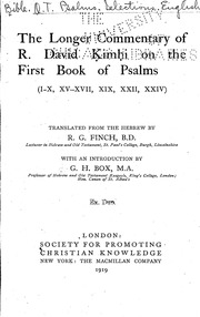 The longer commentary of R. David Ḳimḥi on the first book of Psalms (I-X, XV-XVII, XIX, XXII, XXIV)