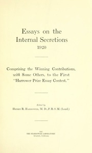مقالات عن الإفرازات الداخلية ، 1920: تضمنت المساهمات الفائزة ، مع بعضها الآخر ، في أول مسابقة مقال عن جائزة Harrower