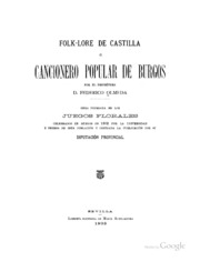 Folk-lore de Castilla: O, Cancionero Popular de Burgos