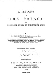 A History Of The Papacy From The Great Schism To The Sack Of Rome