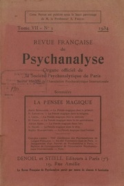 Revue Française de Psychanalyse VII. 1934 No.1