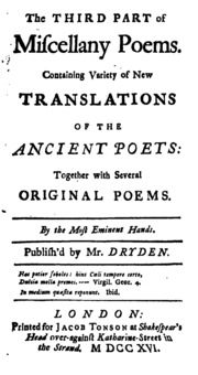 The First (-sixth) Part Of Miscellany Poems, Publ. By Mr. Dryden